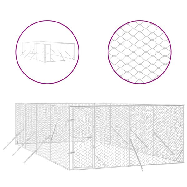 vidaXL Outdoor Dog Kennel Silver 4x8x2 m Galvanised Steel