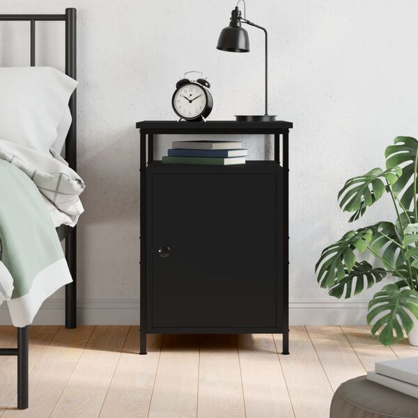 vidaXL Bedside Cabinet Black 40x42x60 cm Engineered Wood