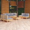 vidaXL 8 Piece Garden Lounge Set with Grey Cushions Solid Pinewood