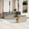 vidaXL 9 Piece Garden Sofa Set with Cushions Beige Poly Rattan
