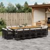 vidaXL 15 Piece Garden Dining Set with Cushions Black Poly Rattan