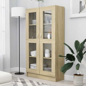 vidaXL Vitrine Cabinet Sonoma Oak 82,5x30,5x150 cm Engineered Wood