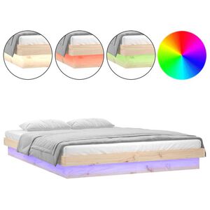 vidaXL LED Bed Frame without Mattress King Size Solid Wood