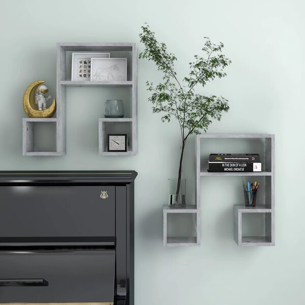 vidaXL Wall Shelf 2 pcs Concrete Grey 50x15x50 cm Engineered Wood