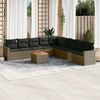 vidaXL 10 Piece Garden Sofa Set with Cushions Grey Poly Rattan