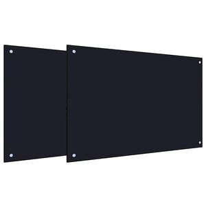 vidaXL Kitchen Backsplash 2 pcs Black 90 x 60 cm Tempered Glass