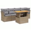 vidaXL 5 Piece Garden Sofa Set with Cushions Beige Poly Rattan