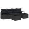 vidaXL Garden Sofa Set with Cushion 6 pcs Black Poly rattan