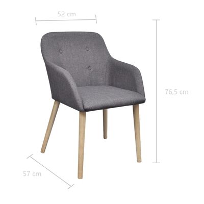 Oak Indoor Fabric Dining Chair Set 6 pcs with Armrest Dark Grey