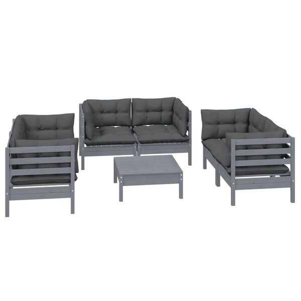 vidaXL 7 Piece Garden Lounge Set with Cushions Solid Pinewood