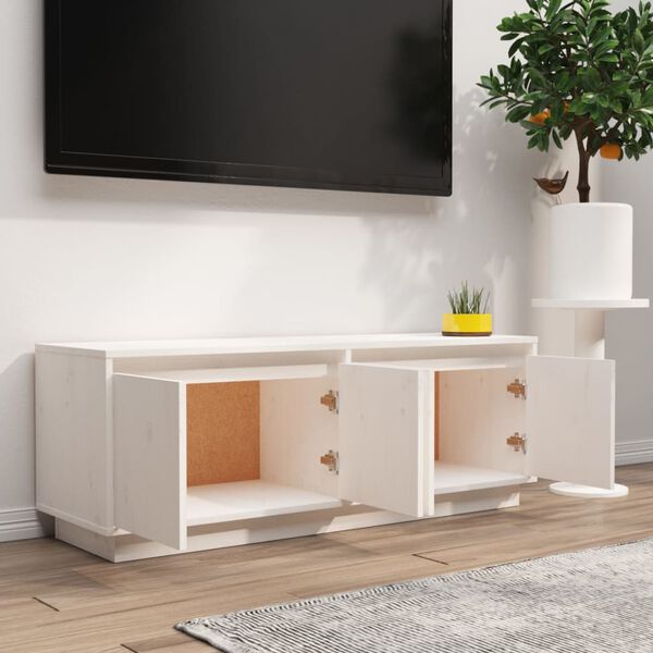 vidaXL TV Cabinet White 110x34x40 cm Solid Wood Pine
