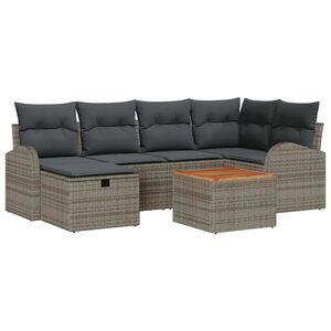 vidaXL Garden Sofa Set 7 pcs Grey Poly rattan