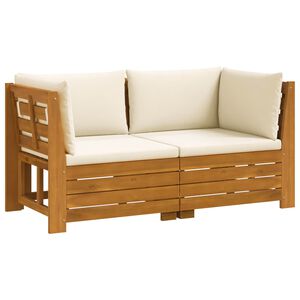 vidaXL 2 pcs Outdoor Sofa Set Solid Acacia Wood Brown