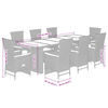 vidaXL 9 Piece Garden Dining Set with Cushions Black Poly Rattan