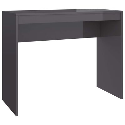 vidaXL Desk High Gloss Grey 35.4"x15.7"x28.3" Engineered Wood