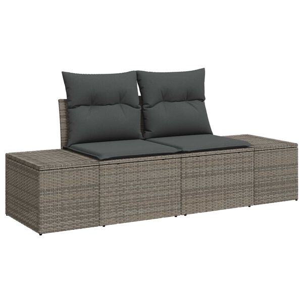 vidaXL Garden Sofa Set with Storage 6 pcs Grey Poly rattan