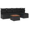 vidaXL 6 Piece Garden Sofa Set with Cushions Black Poly Rattan