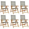 vidaXL Reclining Garden Chairs 6 pcs Grey Poly Rattan and Solid Wood