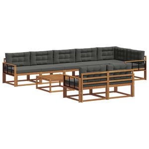 vidaXL Outdoor Sofa Set with Cushion 9 pcs Natural and Anthracite