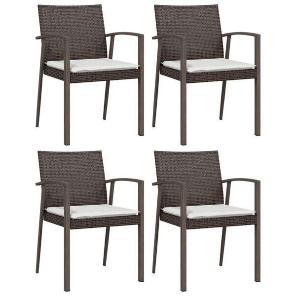 vidaXL 5 Piece Garden Dining Set with Cushions Poly Rattan and Steel