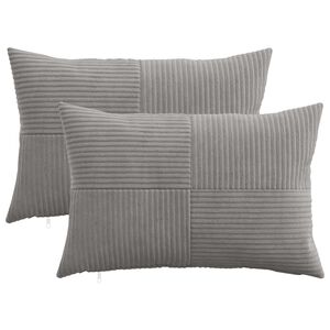 vidaXL Cushion Cover 2 pcs ALMELO Light Grey 30 x 50 cm Corduroy