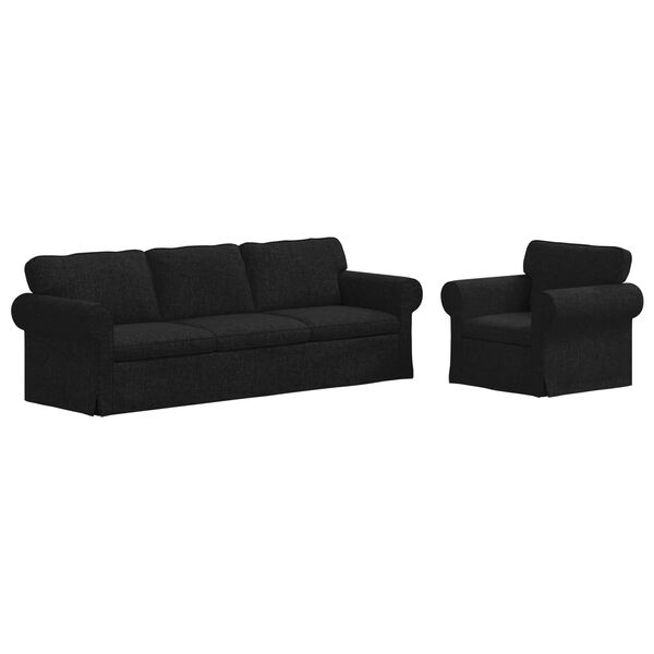 vidaXL Sofa Set 2 pcs Black 245 x 82 x 80 cm Fabric