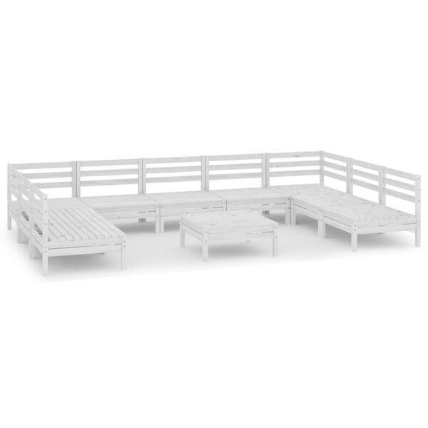 vidaXL 10 Piece Garden Lounge Set White Solid Wood Pine