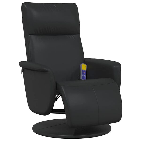 vidaXL Massage Recliner Chair with Footrest Black Faux Leather
