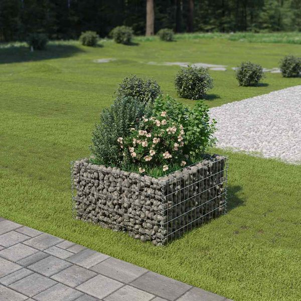 vidaXL Gabion Raised Bed Galvanised Steel 90x90x50 cm