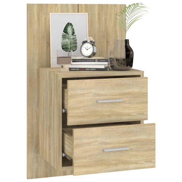 vidaXL Wall-mounted Bedside Cabinets 2 pcs Sonoma Oak