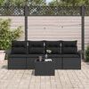 vidaXL Garden Sofa Set with Cushion 5 pcs Black Poly Rattan