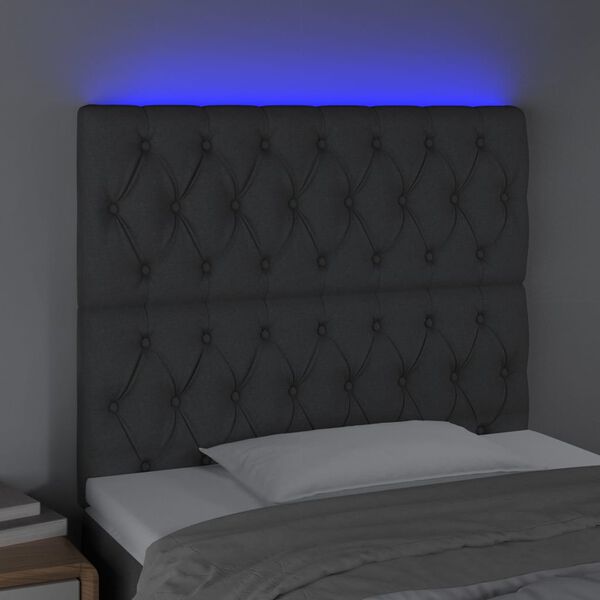 vidaXL LED Headboard Dark Grey 100 cm Fabric