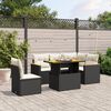 vidaXL 6 Piece Garden Sofa Set with Cushions Black Poly Rattan