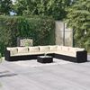 vidaXL 9 Piece Garden Lounge Set with Cushions Poly Rattan Black