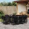 vidaXL 11 Piece Garden Dining Set with Cushions Black Poly Rattan