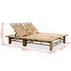 vidaXL 2-Person Sun Lounger Bamboo