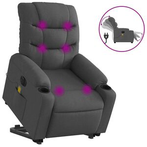 vidaXL Electric Stand up Massage Recliner Chair Dark Grey Fabric