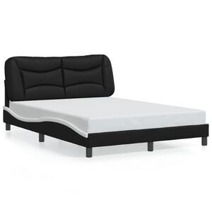 vidaXL Bed Frame without Mattress "Hvar" Black and White 137x190 cm Double Faux Leather