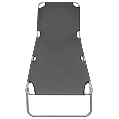 vidaXL Foldable Sunlounger with Adjustable Backrest Grey