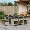 vidaXL 11 Piece Garden Dining Set with Cushions Light Grey Poly Rattan