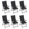 vidaXL Garden Reclining Chairs 6 pcs with Cushions Solid Acacia Wood