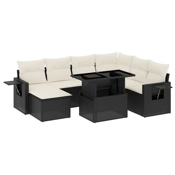 vidaXL 9 Piece Garden Sofa Set with Cushions Black Poly Rattan