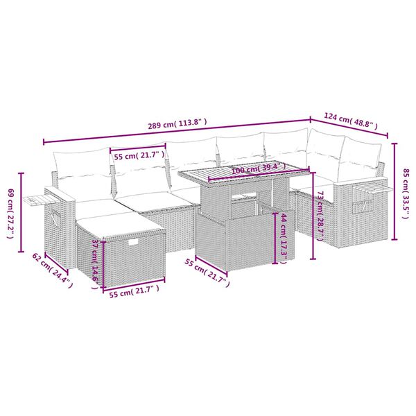 vidaXL 8 Piece Garden Sofa Set with Cushions Black Poly Rattan