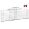 vidaXL Arched Gabion Baskets 5 pcs 300x30x100/120 cm Galvanised Iron