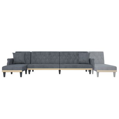 vidaXL L-shaped Sofa Bed Dark Grey 271x140x70 cm Velvet