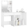 vidaXL LED Dressing Table with Cabinet High Gloss White Engineered Wood