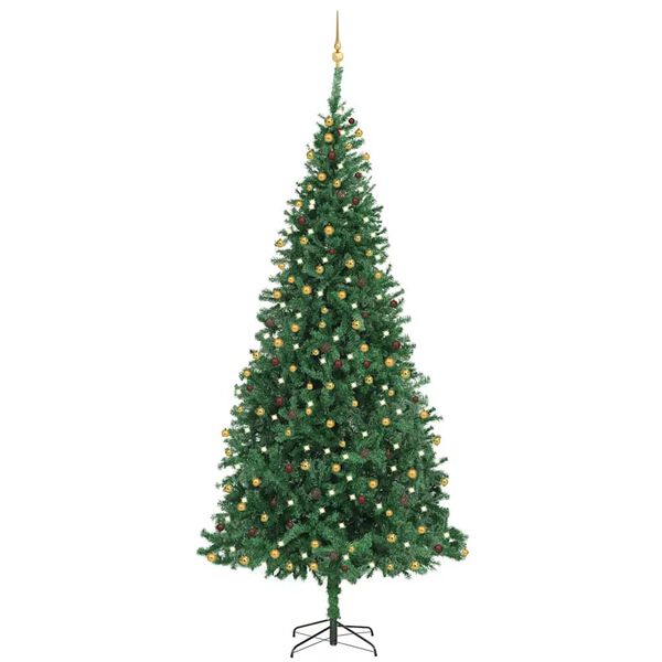 vidaXL Artificial Pre-lit Christmas Tree with Ball Set LEDs 300 cm Green