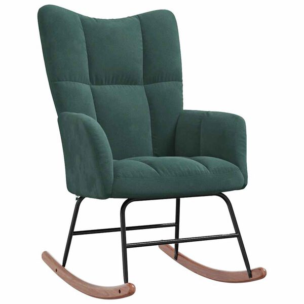 vidaXL Rocking Chair Dark Green Velvet
