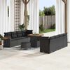 vidaXL Garden Sofa Set with Cushion 12 pcs Black Poly Rattan