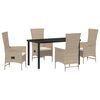 vidaXL Garden Dining Set 5 pcs Beige Poly Rattan